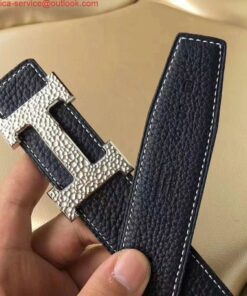 Replica Hermes H Belt Buckle & Noir Clemence 32 MM Strap 2