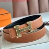 Replica Hermes H Belt Buckle & Orange 32mm Clemence Strap 9