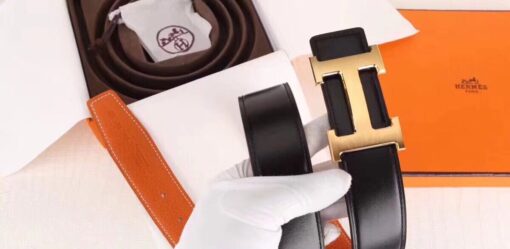 Replica Hermes H Belt Buckle & Orange 32mm Clemence Strap 3