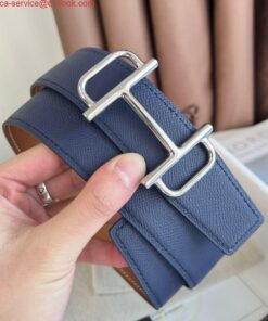 Replica Hermes Royal Reversible Belt 38MM in Blue and Gold Epsom Calfskin