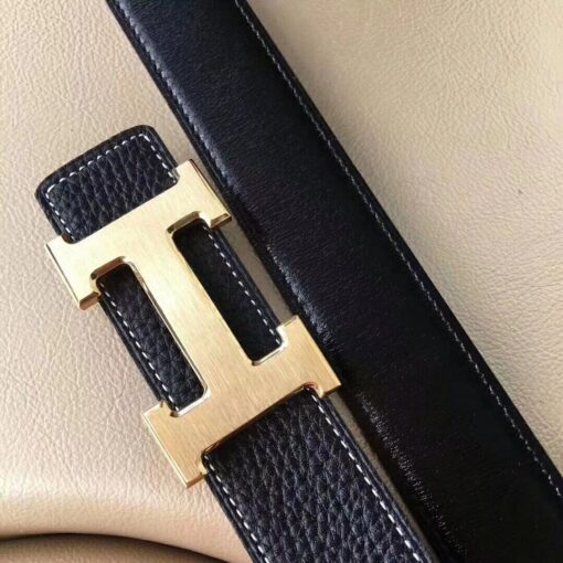 Replica Hermes H Belt Buckle & Black Clemence 32 MM Strap 3