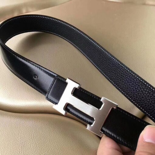 Replica Hermes H Belt Buckle & Black Clemence 32 MM Strap 4