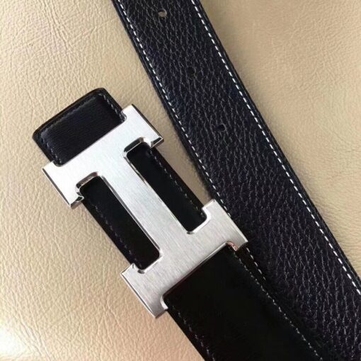 Replica Hermes H Belt Buckle & Black Clemence 32 MM Strap 5