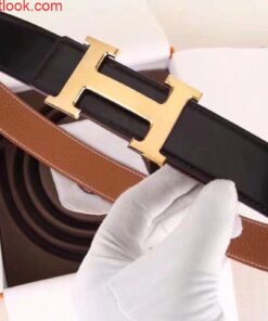 Replica Hermes H Belt Buckle & Brown Clemence 32 MM Strap 2