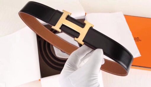 Replica Hermes H Belt Buckle & Brown Clemence 32 MM Strap 2