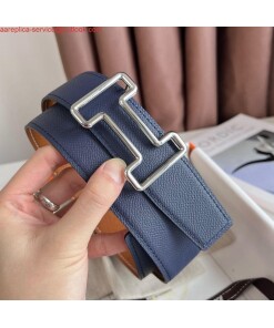 Replica Hermes Tonight Reversible Belt 38MM in Blue and Gold Epsom Calfskin