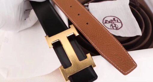 Replica Hermes H Belt Buckle & Brown Clemence 32 MM Strap 7