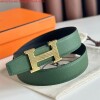 Replica Hermes H Belt Buckle & Blue Clemence 32 MM Strap 8