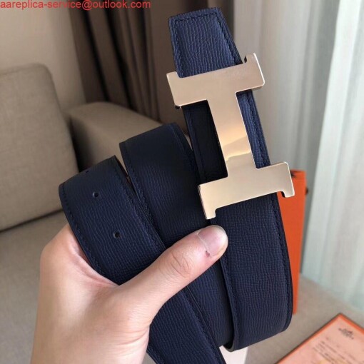 Replica Hermes Constance Belt Buckle & Blue Epsom 38 MM Strap