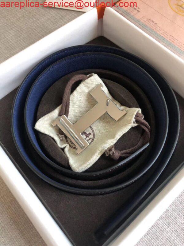 Replica Hermes Constance Belt Buckle & Blue Epsom 38 MM Strap 2