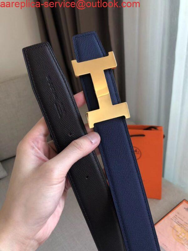 Replica Hermes Constance Belt Buckle & Blue Epsom 38 MM Strap 3