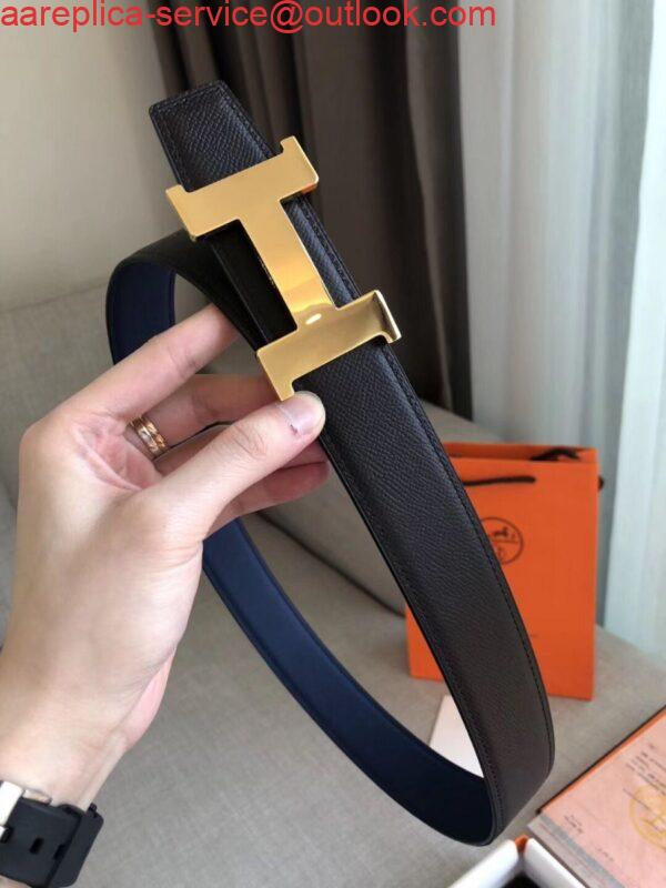 Replica Hermes Constance Belt Buckle & Blue Epsom 38 MM Strap 4