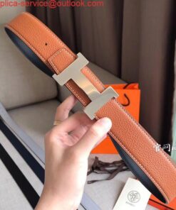 Replica Hermes Constance Belt Buckle & Brown Clemence 38 MM Strap 2