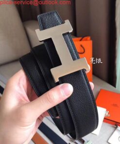 Replica Hermes Constance Belt Buckle & Black Clemence 38 MM Strap 2