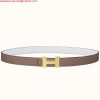 Replica Hermes Constance Reversible Belt 38MM in Gold and White Epsom Calfskin 7