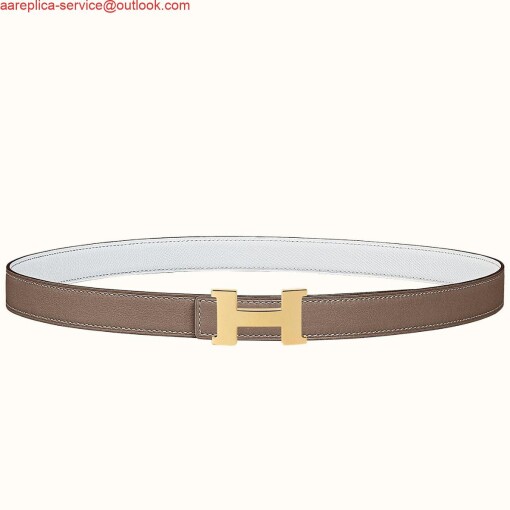 Replica Hermes Mini Constance 24mm Reversible Belt Taupe/White