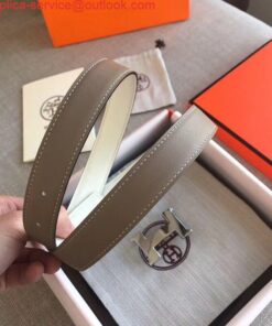 Replica Hermes Mini Constance 24mm Reversible Belt Taupe/White 2