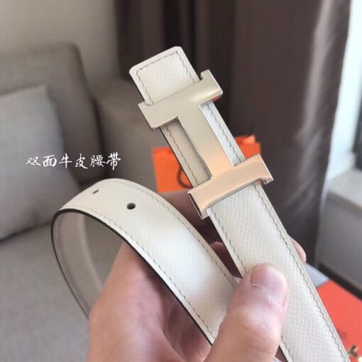 Replica Hermes Mini Constance 24mm Reversible Belt Taupe/White 4