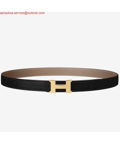 Replica Hermes Mini Constance 24mm Reversible Belt Black/Taupe