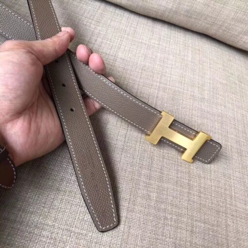 Replica Hermes Mini Constance 24mm Reversible Belt Black/Taupe 2