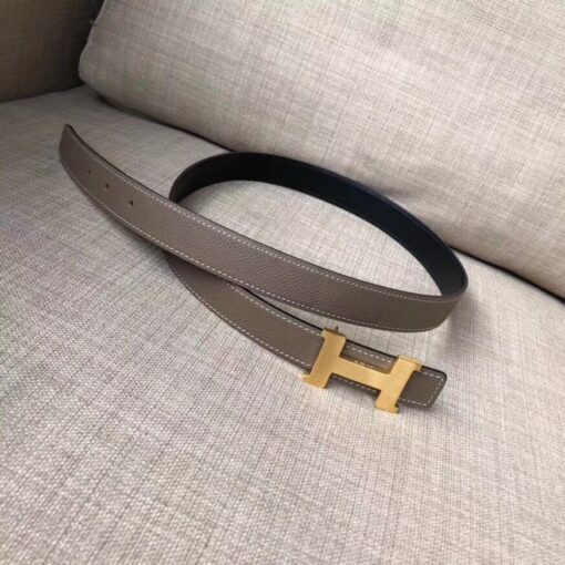 Replica Hermes Mini Constance 24mm Reversible Belt Black/Taupe 5