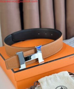 Replica Hermes Constance Reversible Belt 38MM in Gold Epsom Calfskin