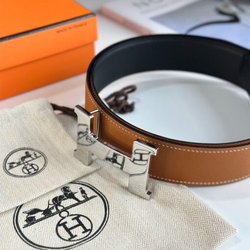 Replica Hermes Constance Reversible Belt 38MM in Gold Epsom Calfskin 5