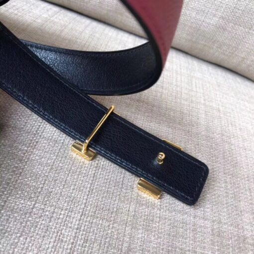 Replica Hermes Mini Constance 24mm Reversible Belt Black/Ruby 2