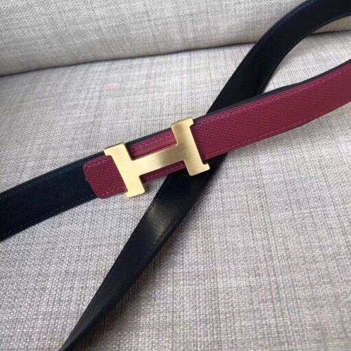 Replica Hermes Mini Constance 24mm Reversible Belt Black/Ruby 3