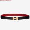 Replica Hermes Constance Reversible Belt 38MM in Gold Clemence Leather 8