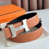 Replica Hermes Mini Constance 24mm Reversible Belt Black/Orange 9