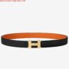 Replica Hermes Constance Reversible Belt 38MM in Gold Clemence Leather 7