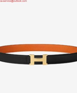 Replica Hermes Mini Constance 24mm Reversible Belt Black/Orange