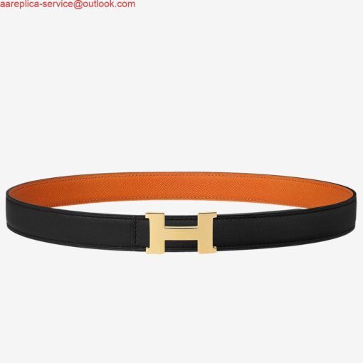 Replica Hermes Mini Constance 24mm Reversible Belt Black/Orange