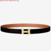 Replica Hermes Constance Reversible Belt 38MM in Blue Clemence Leather 7