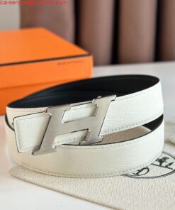 Replica Hermes H Speed Reversible Belt 32MM in White Epsom Calfskin