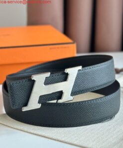 Replica Hermes H Speed Reversible Belt 32MM in Black Epsom Calfskin