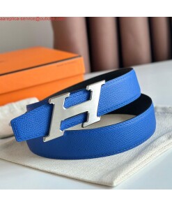 Replica Hermes H Speed Reversible Belt 32MM in Blue and Green Epsom Calfskin