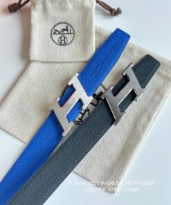 Replica Hermes H Speed Reversible Belt 32MM in Blue and Green Epsom Calfskin 2