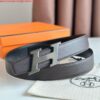 Replica Hermes H Speed Reversible Belt 32MM in Grey Clemence Leather 7