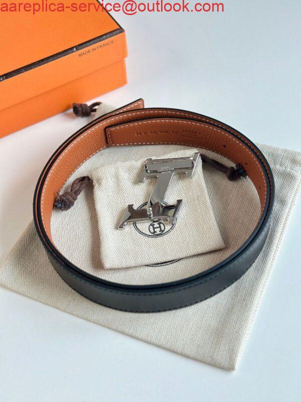 Replica Hermes H Speed Reversible Belt 32MM in Gold Clemence Leather 6