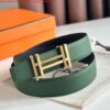 Replica Hermes H au Carre Reversible Belt 32MM in Blue and Black Epsom Leather 7