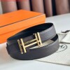 Replica Hermes H au Carre Reversible Belt 32MM in Blue and Black Epsom Leather 6