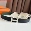 Replica Hermes H Reversible Belt 32MM in Blue and Black Epsom Leather 9