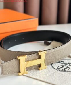 Replica Hermes H Reversible Belt 32MM in Black Clemence Leather