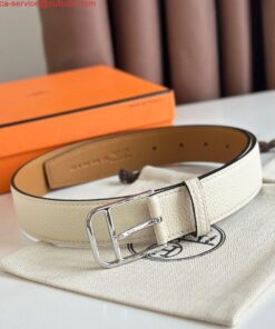 Replica  Hermes Romain 35MM Belt in Craie Clemence Leather