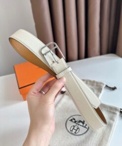 Replica  Hermes Romain 35MM Belt in Craie Clemence Leather 2