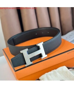 Replica Hermes H Reversible Belt 38MM in Black Epsom Leather