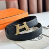 Replica Hermes H Reversible Belt 38MM in Blue Clemence Leather 5