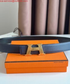 Replica Hermes H Take Off Reversible Belt 32MM in Dark Blue Clemence Leather